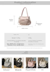 Detailed size chart for the PU leather handbag showing width 26cm and height 23cm