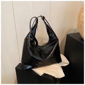 Borsa a Spalla da Donna in Pelle PU Argento Olografico Minimalista Lettera Goffrata Borsa Hobo Grande Capacità Borsa Tote