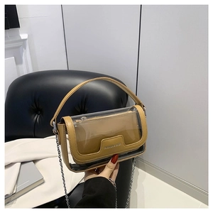 Damen Mode PU PVC Transparente Crossbody Tasche 2024 Frühling Kette Umhängetasche Einfache Vielseitige Handtasche Mit Innentasche