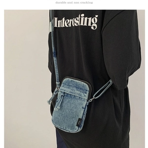 Urban Minimalistisch Gewaschener Denim Umhängetasche Für Damen Retro Lässig Kleine Schultertasche Reißverschluss Handy Tasche
