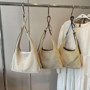 Borsa a Spalla Casual in Paglia Intrecciata per Donna Grande Capacità Borsa Hobo da Spiaggia Estiva Con Tracolla Regolabile
