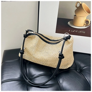 Women's Fashion PU Leather Woven Texture Underarm Bag Simple Elegant Shoulder Bag Versatile Daily Crossbody Handbag For Vacation