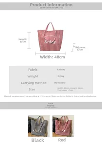 Size chart for large canvas tote bag showing dimensions height 35cm and width 48cm
