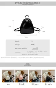 Detailed size chart and specifications for the stylish PU leather mini backpack