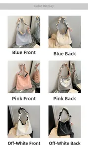 Detail showing PU leather crossbody bags with ruched handles and external card slots