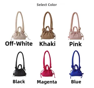 Quilted nylon drawstring crossbody bag available in six stylish spring fashion colors