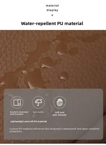 Close-up of waterproof brown lychee texture PU leather fabric with water droplets