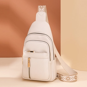 Women Fashion Crossbody Shoulder Bag Ethnic Geometric Wide Strap Multi Pocket Waterproof Fabric Sling Bag Handbag