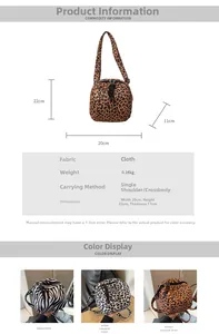 Spécifications détaillées de taille du sac bandoulière à motif animal en tissu doux