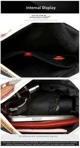 Internal view of crossbody bag showing zipper pocket and main compartment storage