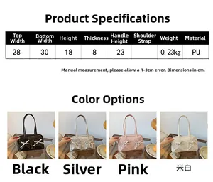 Tableau des tailles détaillé pour le sac à main en cuir PU avec dimensions et poids