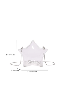 Borsa a tracolla a stella in PVC trasparente con dimensioni 16,5 cm altezza e 19,5 cm larghezza