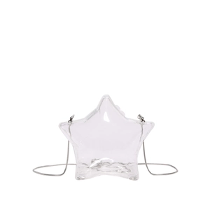 Elegante borsa a tracolla trasparente a forma di stella con catena in metallo argento