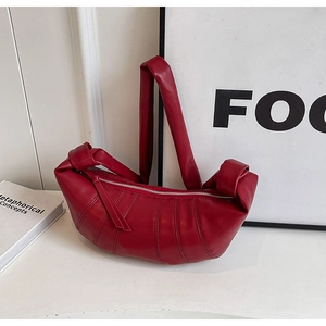 Women Minimalist PU Leather Hobo Shoulder Bag Ruched Crescent Crossbody Purse With Knot Strap Stylish Everyday Commuting Bag