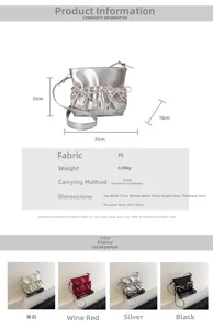 Detailed size chart and specifications for the PU leather crossbody bag with bow