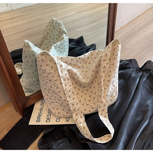 Korean Style Floral Cloth Shoulder Bag For Women Trendy Large Capacity Printed Canvas Hobo Bag Daily Casual Crossbody Bag