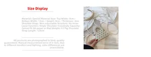 Size chart for mini pearl crossbody bag showing dimensions and crossbody strap detail