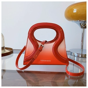 Sac à main minimaliste en similicuir dégradé rouge avec poignée supérieure ronde