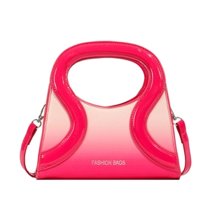 Sac à main en cuir PU à dégradé rose violet avec bandoulière réglable et fini brillant