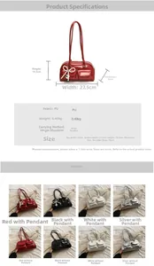 Detailed size chart and multi-color options for trendy PU leather shoulder bag