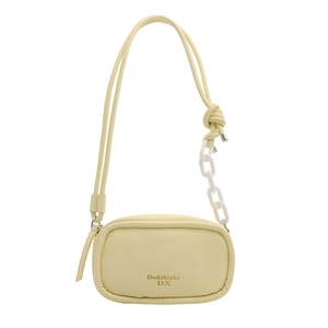 Chic cream PU leather mini crossbody bag with white plastic chain and knot detail