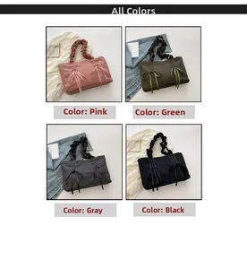Sacs fourre-tout en toile rose, vert, gris et noir avec détails de nœuds sur l'anse