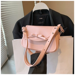Borsa a Tracolla da Donna in Pelle PU con Cinturino Regolabile Decorazione a Fiocco Semplicità Urbana Borsa a Tracolla da Pendolare