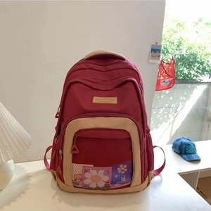Fashion Nylon Mesh Backpack For Women Girls Contrast Color Large Capacity School Bag With Toast Plush Pendant Hello Weekend