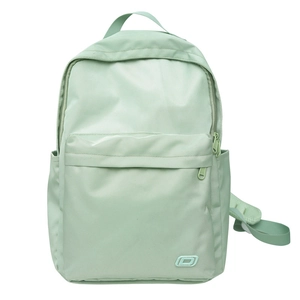 Zaino minimalista in nylon verde chiaro per donna con tasca con zip e tasche laterali