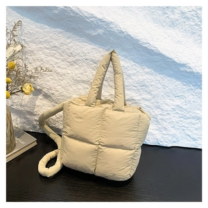 Women Trendy Quilted Puffy Shoulder Crossbody Bag Nylon Padded Versatile Handbag With Padded Strap Casual Simple Daily Bag