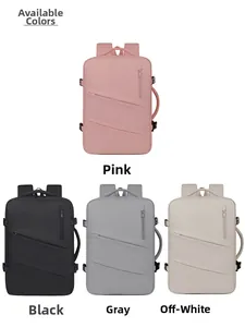 Waterproof oxford backpack showing four colors: pink, black, grey, and cream white