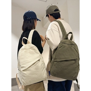 Japanese style canvas backpack for women in beige and olive green colors