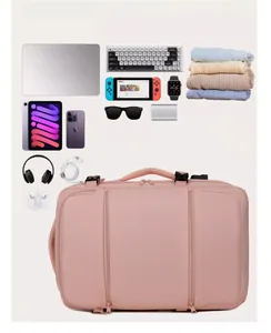 Detailed internal view showing large capacity and multi-layer storage of the travel backpack