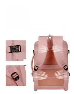 Pink waterproof oxford backpack detail with breathable honeycomb mesh and durable buckles