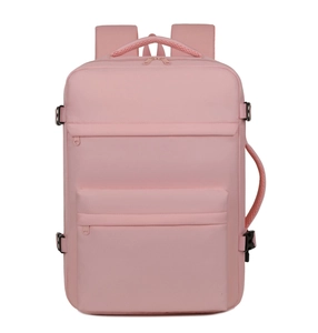 Detailansicht des rosa wasserfesten Oxford-Rucksacks mit seitlichem Tragegriff