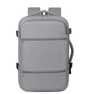 Waterproof grey Oxford cloth backpack for travel with multi-functional zipper compartments
