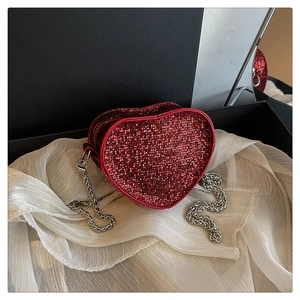 Heart Shaped Rhinestone Crossbody Bag For Women Sparkly Glitter Evening Clutch Purse With Chain Strap Party Wedding Shoulder Bag