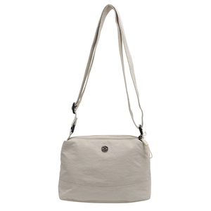 Minimalist beige crossbody bag made of durable nylon with adjustable strap for women
