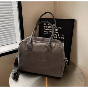 Women Canvas Tote Bag Large Capacity Shoulder Bag With Letter Print Solid Color Casual Handbag For Daily Travel Commuting