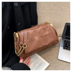 Women Fashion Urban Simple PU Leather Shoulder Bag Quilted Lattice Chain Strap Crossbody Bag Daily Square Handbag