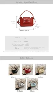 Detailed dimension guide and color options for the stylish PU leather crossbody bag