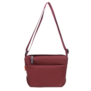 Minimalist wine red crossbody bag in waterproof matte fabric with adjustable strap