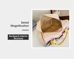 Detailvergrößerung der Innenstruktur der Nylon-Reisetasche mit praktischer Reißverschlusstasche