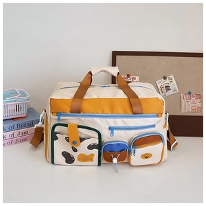 Damen Große Kapazität Nylon Schultertasche Mehrfachtaschen Wasserdicht Patchwork Reisetasche Farbblock Lässige Tägliche Sporttasche