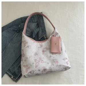 Sac à Bandoulière Femme en Cuir PU Imprimé Papillon Minimaliste Sac Hobo Urbain Avec Porte-monnaie Assorti pour le Quotidien