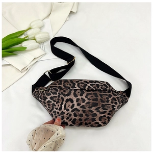 Minimalist leopard print PU leather crossbody bag for women with adjustable strap