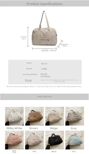 Detailed size guide and specifications for this lightweight nylon shoulder tote bag