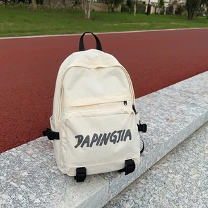 Fashion Women Nylon Casual Backpack Large Capacity Travel Daypack Letter Print School Bag Trendy Simple Student Backpack