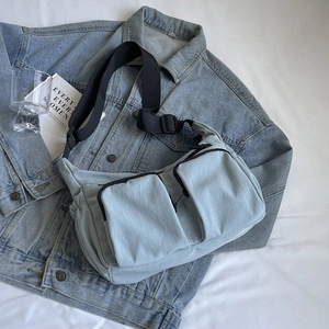 Large Capacity Multi Pocket Crossbody Bag Women Urban Minimalist Cloth Nylon Shoulder Messenger Bag With Adjustable Strap