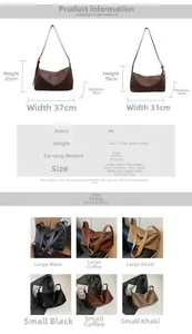 Tableau des tailles et couleurs pour les sacs cabas en similicuir grands et petits